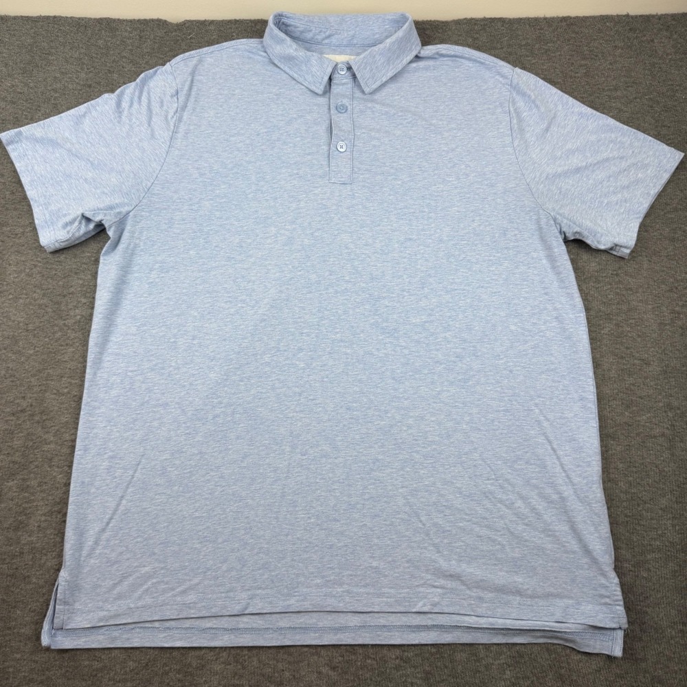 Goodfellow Polo Shirt Mens Large Blue Short Sleeve Cotton‎ Modal Stretch